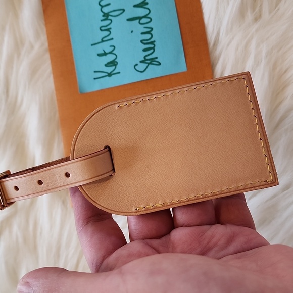 LOUIS VUITTON LV LARGE VACHETTA LUGGAGE TAG SHINY GOLD PINEAPPLE HSU HOT STAMP - Picture 6 of 7